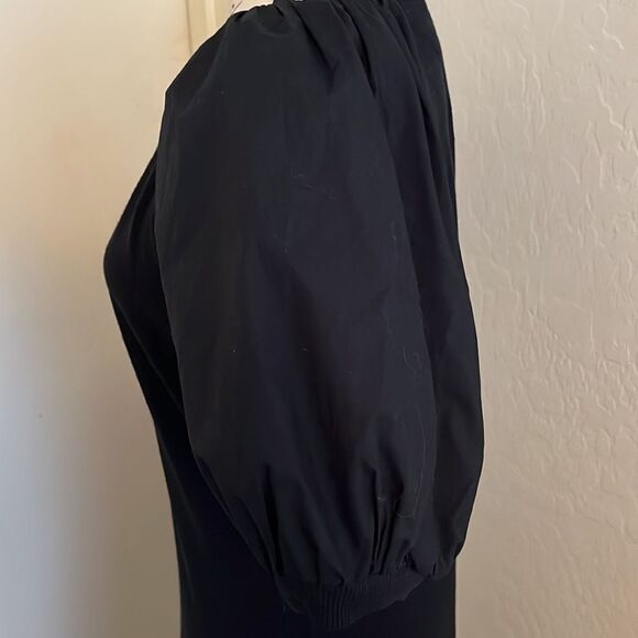 Anthropologie Maeve Annika Black Puffy Balloon Sleeve Dress Minimalist Modern - Picture 7 of 16